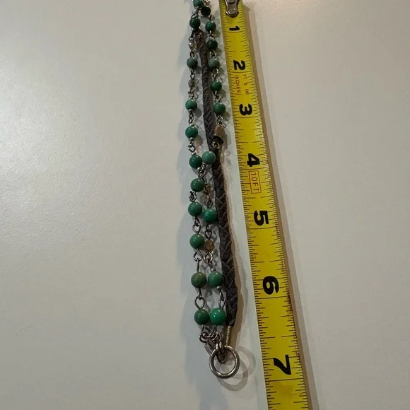 Turquoise & Silver Long Beaded Necklace + Bracelet - Picture 13 of 16